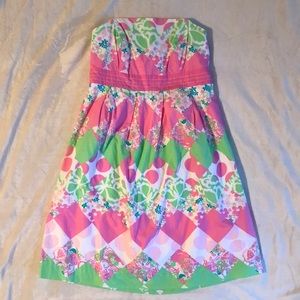 Lilly Pulitzer Strapless Patchwork Dress Size 2